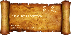 Puer Krizosztom névjegykártya